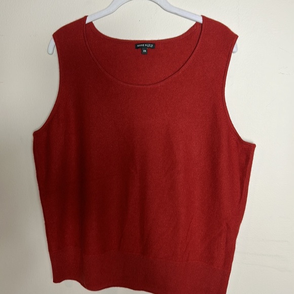 Anne Klein Cashmere Scoop neck Brick Color Sleeveless Sweater size 2X- like new - Picture 3 of 11